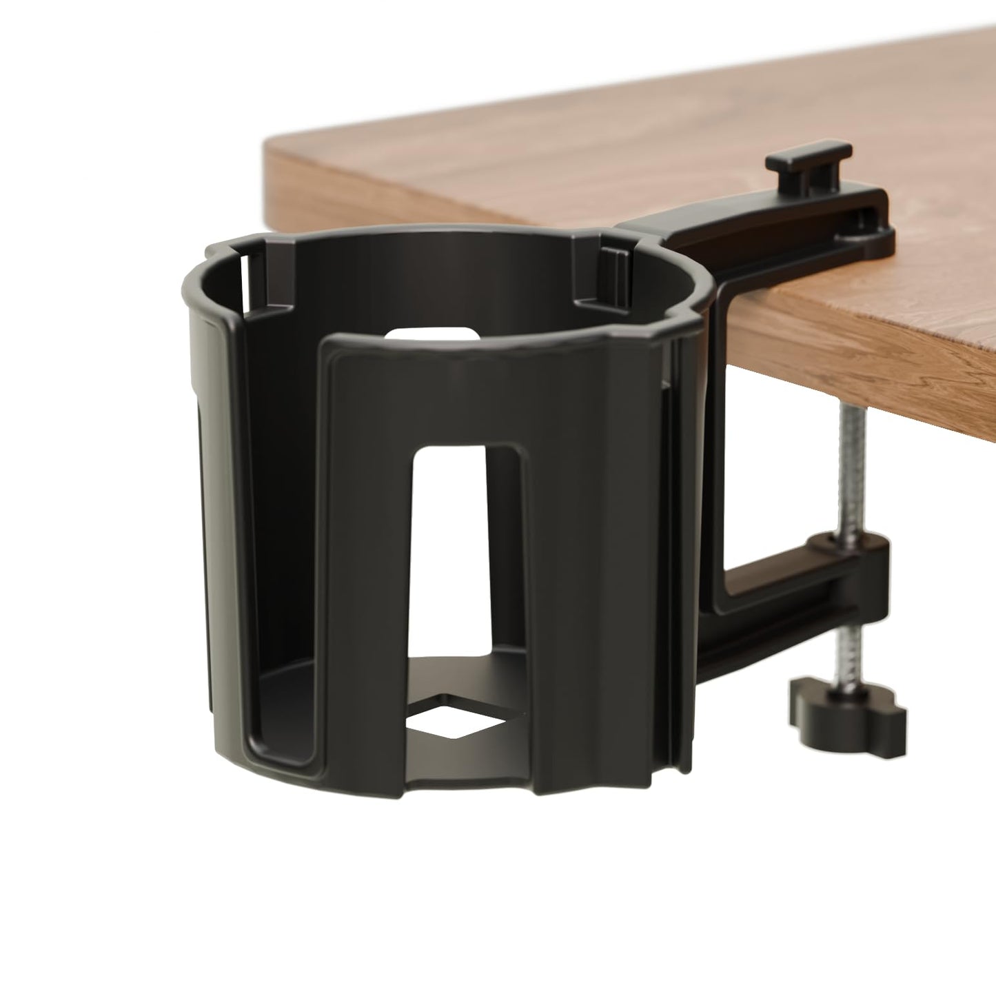 Original Large Desk Cup Holder Clamp – Cup-Holster, The Anti-Spill Cup Holder Mount for Your Table, Office & Gaming Setup – Multi-Directional Drink Holder & Headphone Hanger