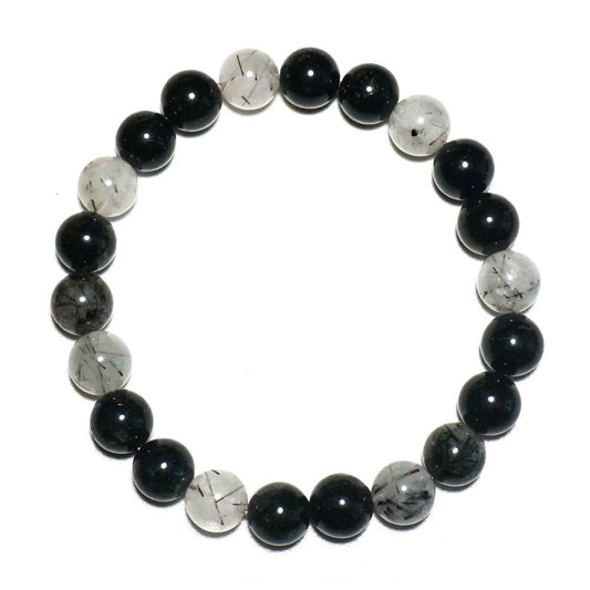 TaHLga 10MM Black Rutilated Quartz Bracelet | Natural Rutilated Quartz Gemstones | Bring Luck Wealth Courage | Protection from Evil | Gift
