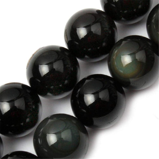 GEM-Inside Natural 18mm Black Obsidian Gemstone Loose Beads Round Energy Power Beads for Jewelry Making 15"