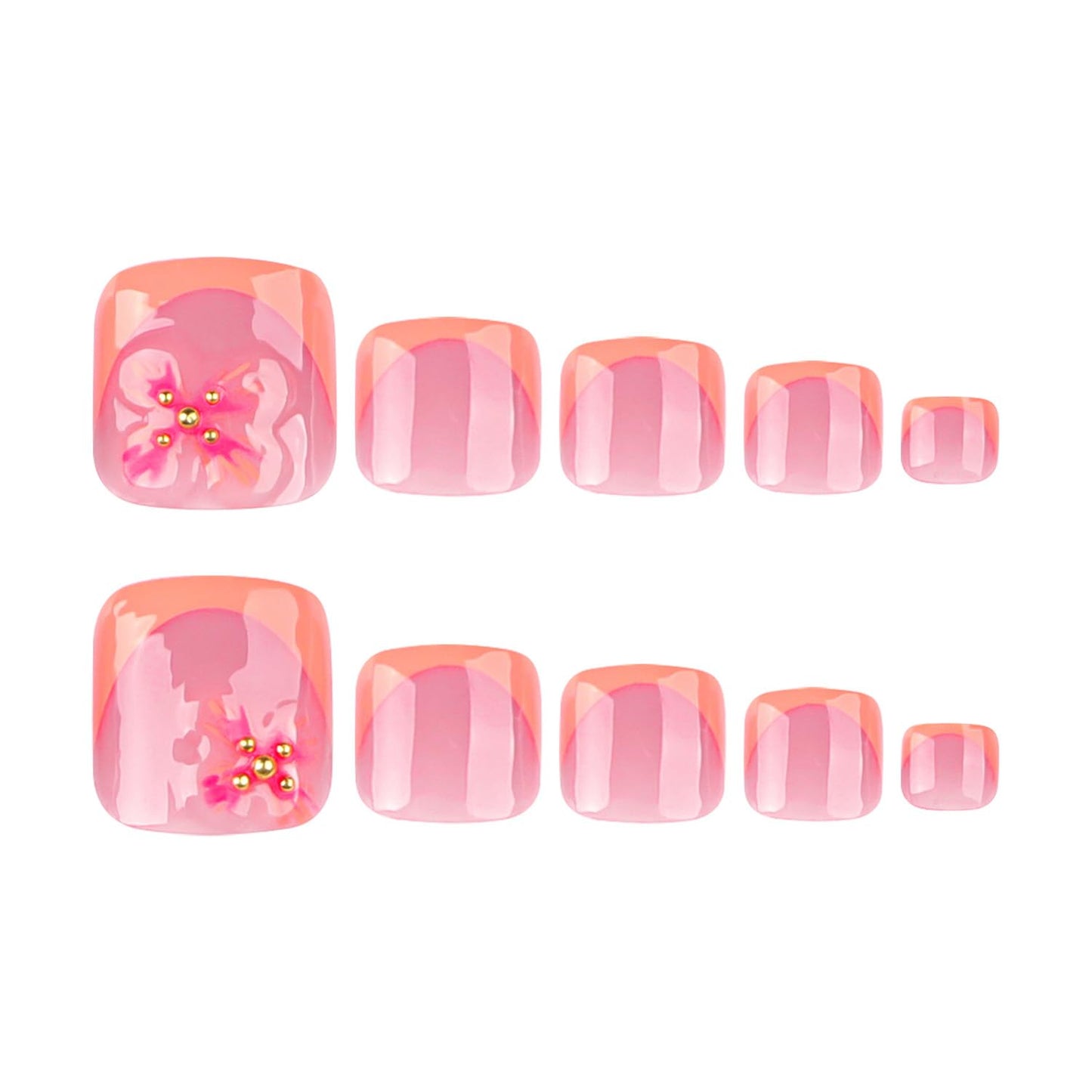FIEONCIY Press on Toenails with Designs Acrylic Fake Nails for Toe Artificial False Nails with Charms Glue on Toe Nails for Spring Summer Stick on Toenails for Women Girls(JP3813)