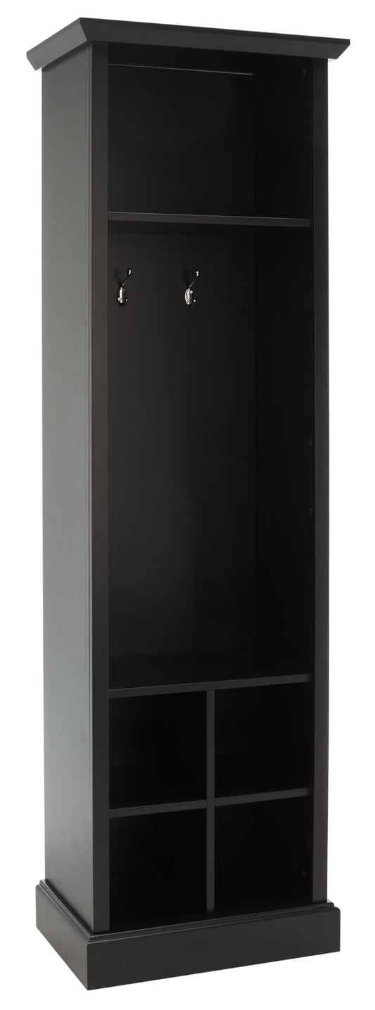 SAFAVIEH Home Collection Surrey Farmhouse Black 6-Shelf 2-Hook Bottom Storage Hall Tree (Fully Assembled)