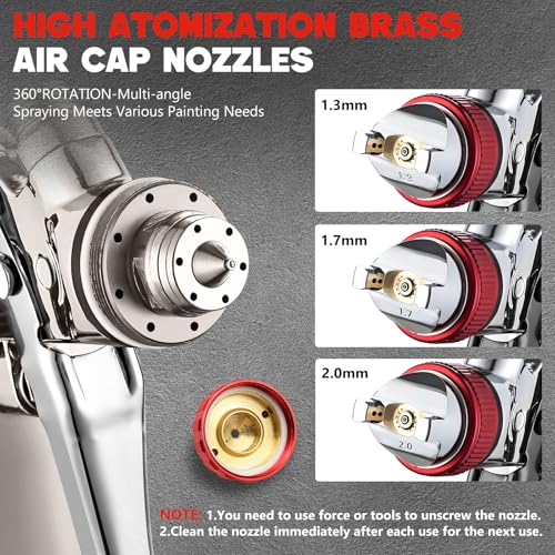 LVLP Air Spray Gun with 1.3/1.7/2.0mm Nozzles & Air Compressor Regulator, Premium Paint Gun Sprayer with 10pcs 600cc Mixing Cups, Automotive Paint Gun for House Painting, Car, Furniture, Fence
