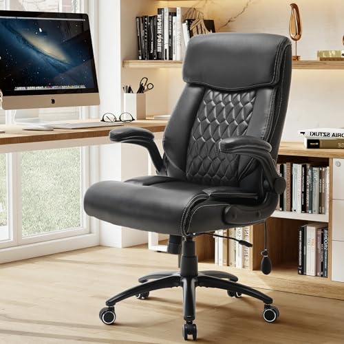 MALOL Heavy Duty High-Back Office Chair, Ergonomic Home Computer Chair with Lumbar Support & Tilt Lock, Big and Tall Executive Office Chairs for Work, Black