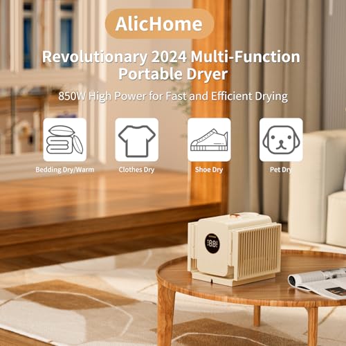 Alichome Y6 Plus Portable Clothes Dryer, 850W Travel Mini Dryer for Clothes, Foldable Portable Dryer Machine for Apartments RV Home, Small Compact Electric Dryers for Clothes Underwear Baby Socks
