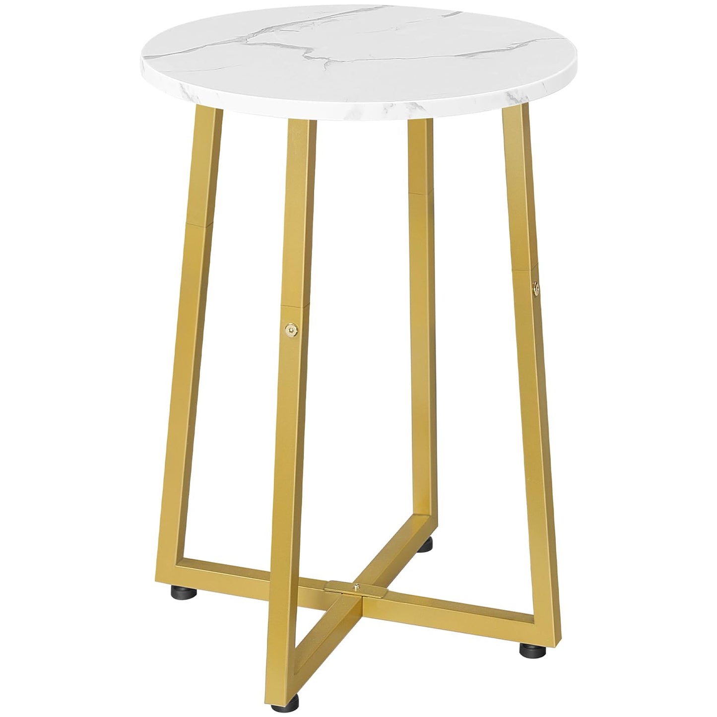 HOOBRO Side Table, Round End Accent Table with Sturdy Metal Pedestal, 15.7" Round Nightstand, for Living Room, Bedroom, Balcony, Office, Marble and Gold DM95BZ01