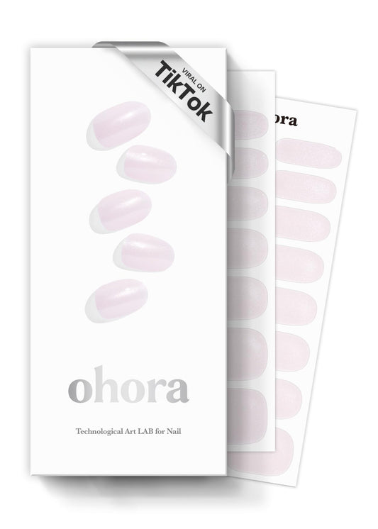 ohora Semi Cured Gel Nail Strips (N Glazed Donut) - Extended Size Range, Works with Any Lamps, Salon-Quality, Long Lasting, Easy to Apply&Remove - Includes 2Prep Pads, Nail File&Wooden Stick