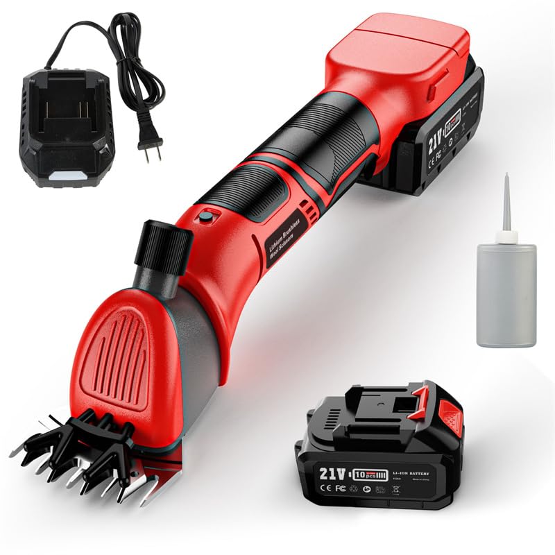 YEACHA Sheep Shears, 20V Horse Clippers Cordless, 2x4.0Ah Batteries Brushless Clippers, Heavy Duty Electric Shears, Horse Grooming Kit for Thick Coat