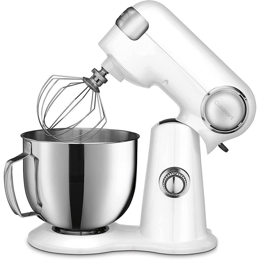 Cuisinart SM-50 Precision Master 5.5-Quart Stand Mixer White Linen Bundle with Deco Chef Pair of Red Heat Resistant Oven Mitt and 1 YR CPS Enhanced Protection Pack