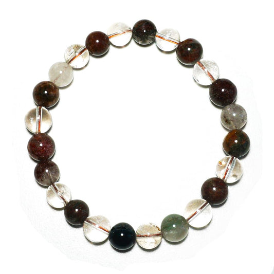 TaHLga Natural Green Ghost Phantom Quartz Bracelet, 8MM Round Beads, 7.5 Inches, Unisex Spiritual Jewelry