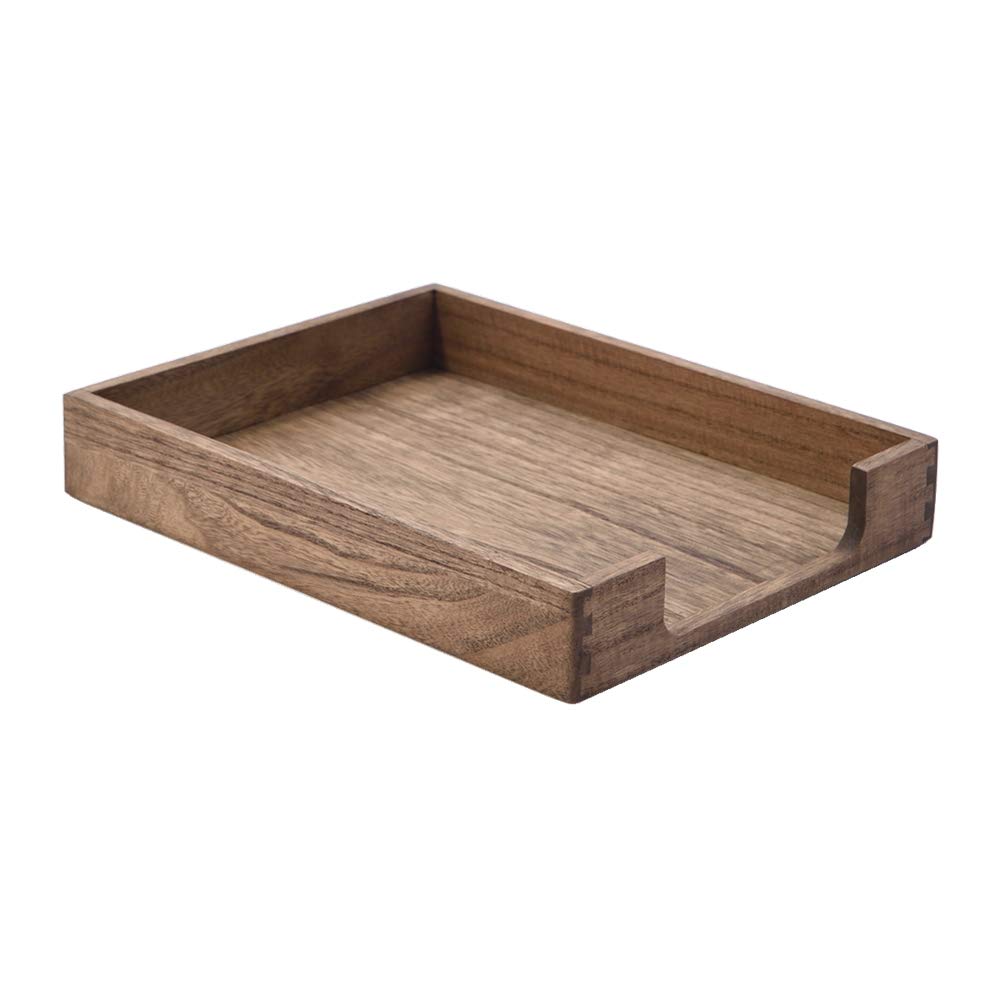Kirigen Wood Letter-Size Tray Single-Tier(TP-DBR)- Wooden Tones Collection Front-Load Documents Tray for Office Desktop Organizer - Desk Magazine, File, Folder, Paper Holder Drak Brown
