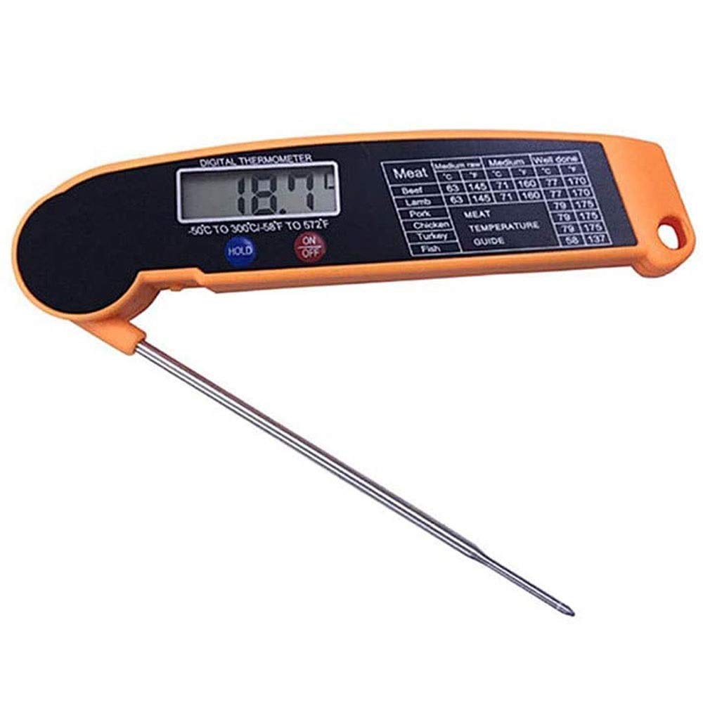 Meat Food Thermometer for Grill and Cooking-Ultra Fast Instant Read Waterproof Digital Kitchen Thermometer Probe for Grilling, BBQ, Baking, Candy, Liquids, Oil (Color : Yellow), QIYUDS11 (Yellow )