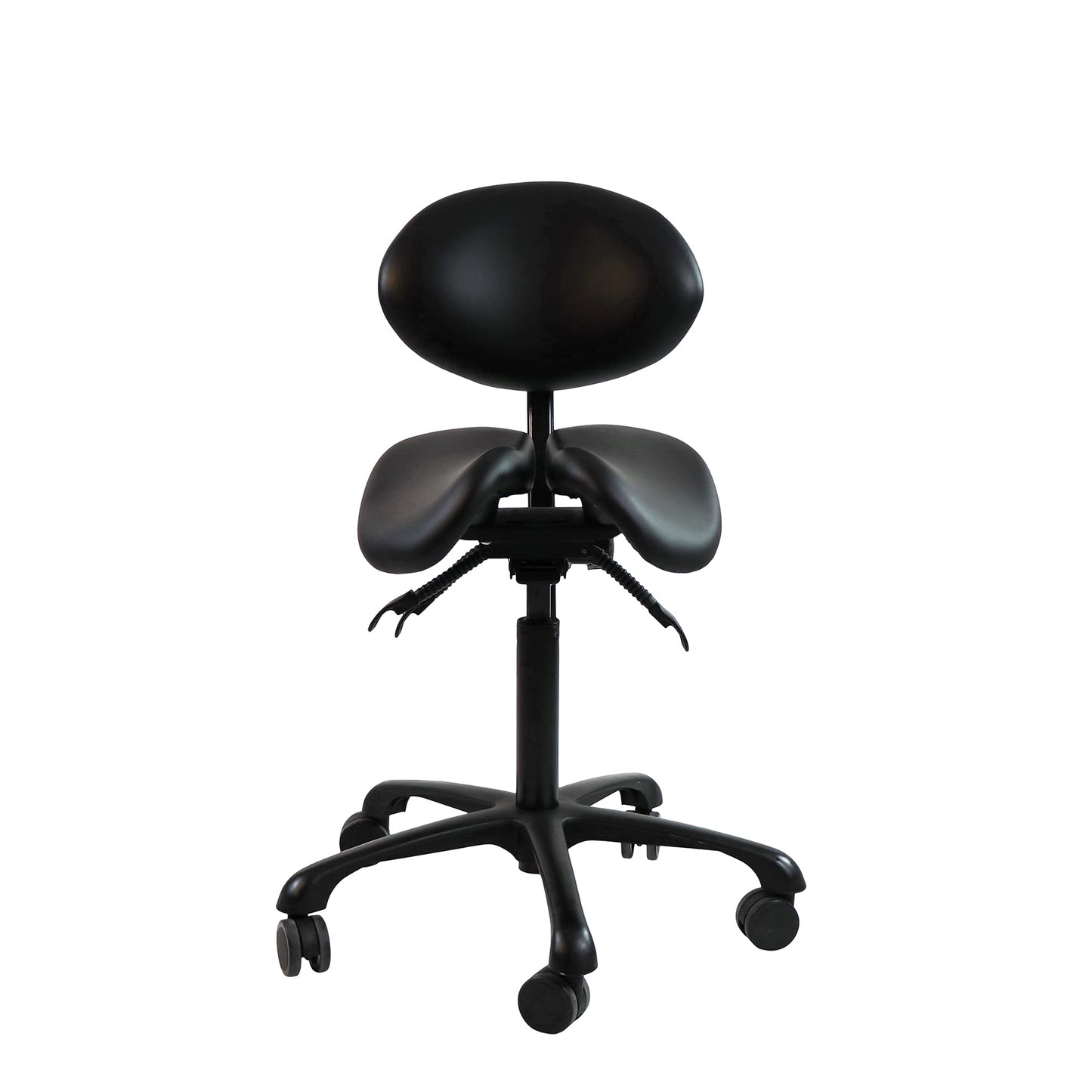 Master Massage Berkeley Backrest Saddle Stool with Black Aluminum Base