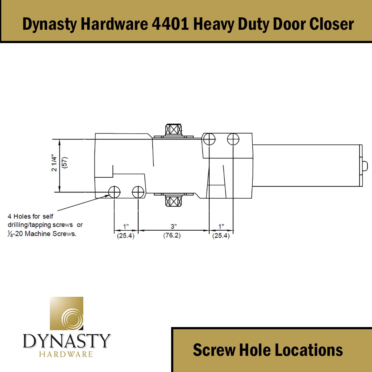 Dynasty Hardware Door Closer, Grade 1 Heavy Duty Commercial Hydraulic Closer, Self-Closing, Adjustable Spring Size 1-6, ADA Compliant, Surface Mount, Sprayed Aluminum, Series 4401