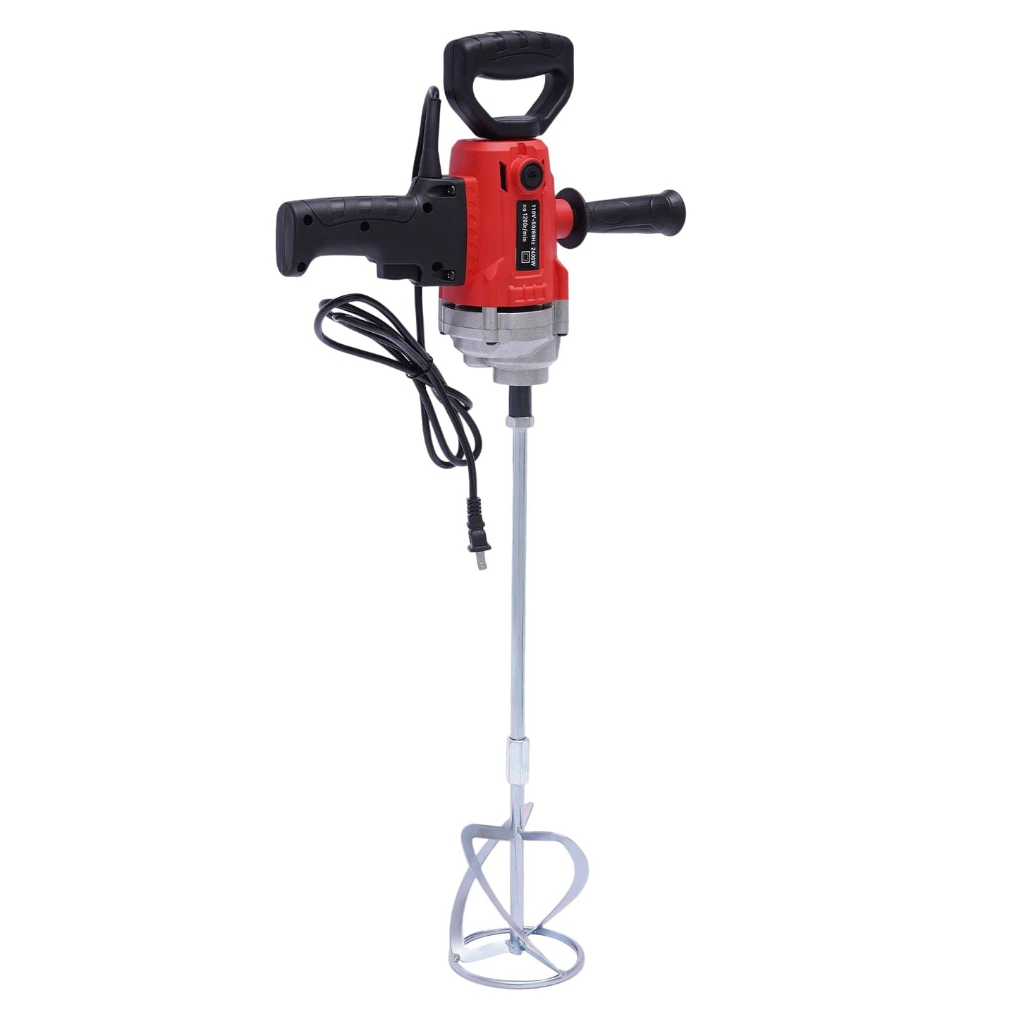 Mud Mixer Set with 2 Mixing Paddles 2400W, 1200RPM Mortar Mixer, Corded Electric Drill Mixer, Cement Mixer Tool Machine for Paint, Mud, Plaster, Concrete
