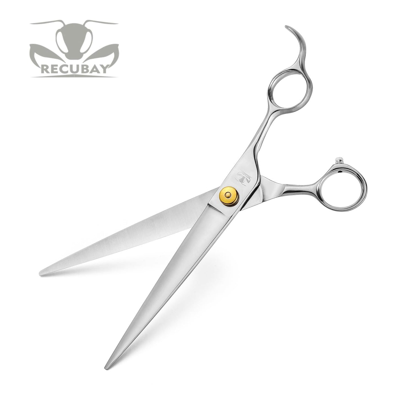 Recubay Gold Mantis Grooming Shears, Set with Matte Deluxe 440C Stainless Steel, Professional Grooming Scissors Kit, Any Skill Level(8.0" 4 Piece Set)