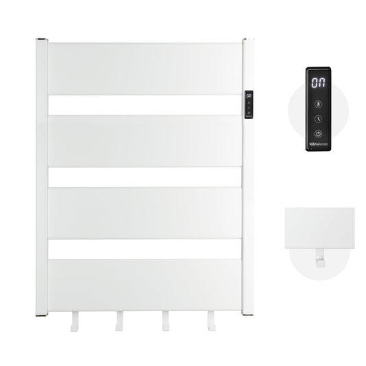 K&KALONZO Towel Warmer for Bathroom, Wall-Mounted Heated Towel Rack with Built-in Timer, Waterproof Alumnimum Electric Towel Heater, Support Plug-in and Hardwired, White, H4-W
