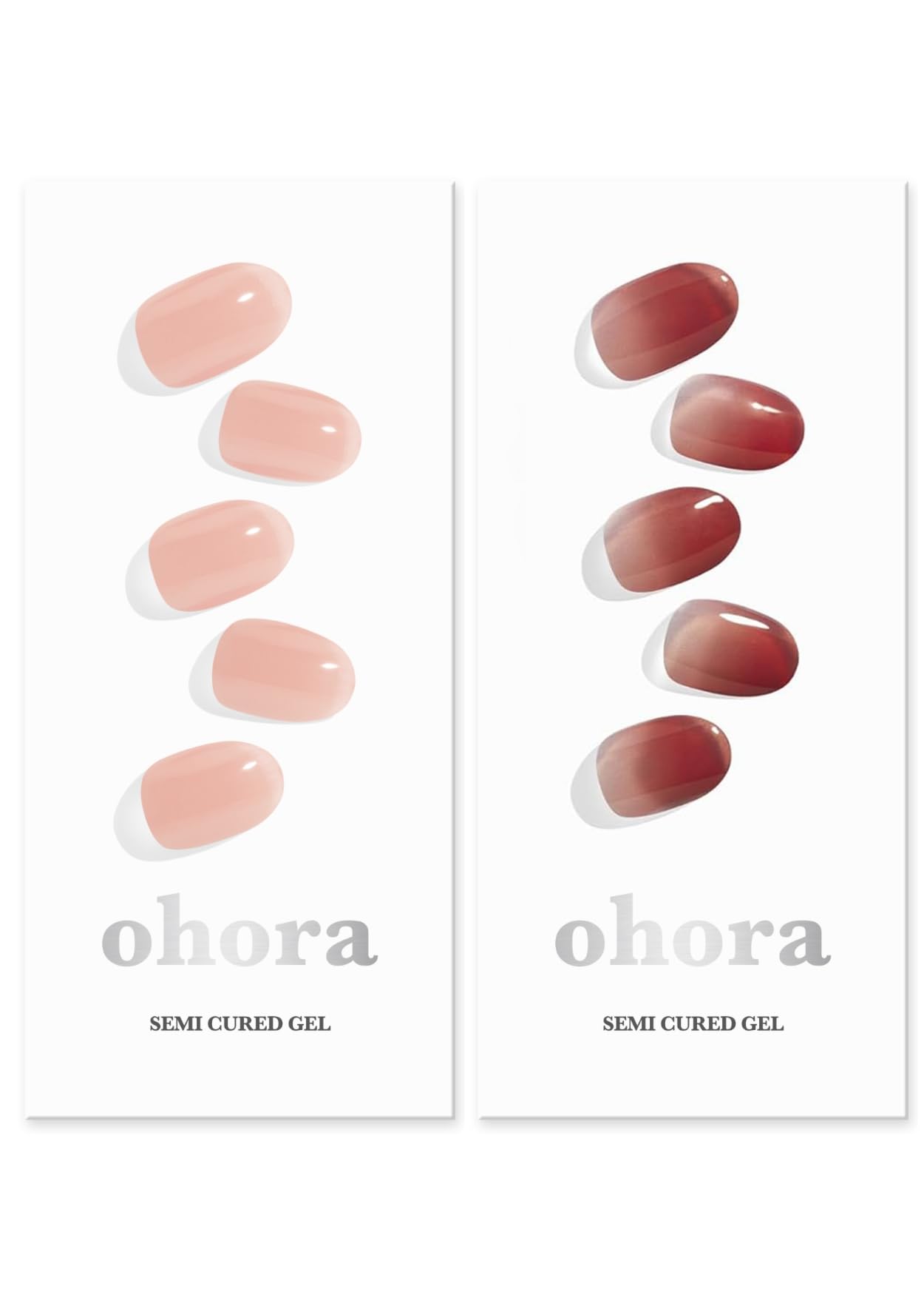 ohora Semi Cured Gel Nail Set of 2 (N Bare Apricot & N Fig Jam) - Professional Salon-Quality Nail Care