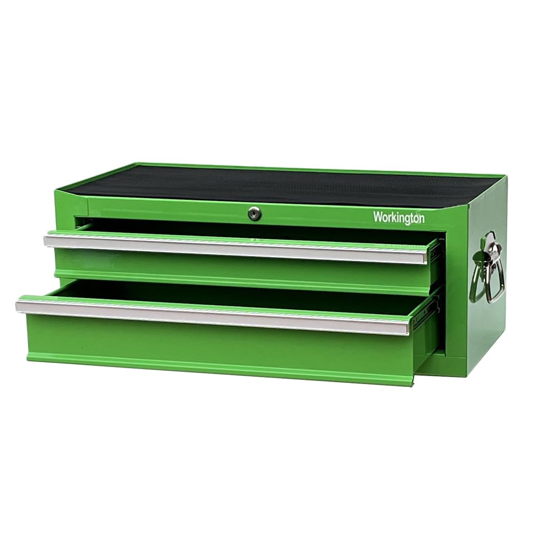 Workington Industrial 2 Drawers Portable Metal Intermediate Box, 26" Middle Tool Chest Cabinet with Ball Bearing Drawer Slides, Steel Tool Storage Box Organizer 4008 Green