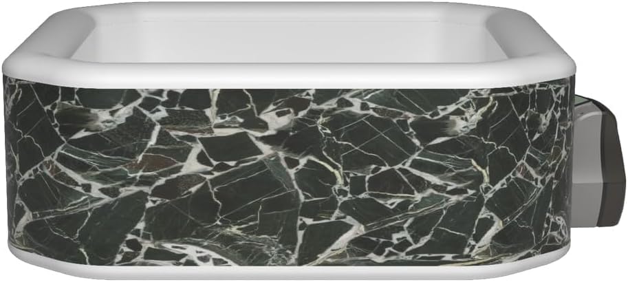 Inflatable Hot Tub Square for 4 Person, 82.7 in Outdoor Spa with 105 Bubbling Jets, Wave Massage System, Marbleized Design