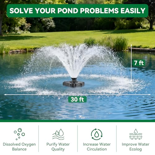 MEISHUNDA Pond Fountain Aerator,1HP 750W 110V Floating Pond Fountain Pump with Timer and 100FT Power Cord (4 LED Light, 1)