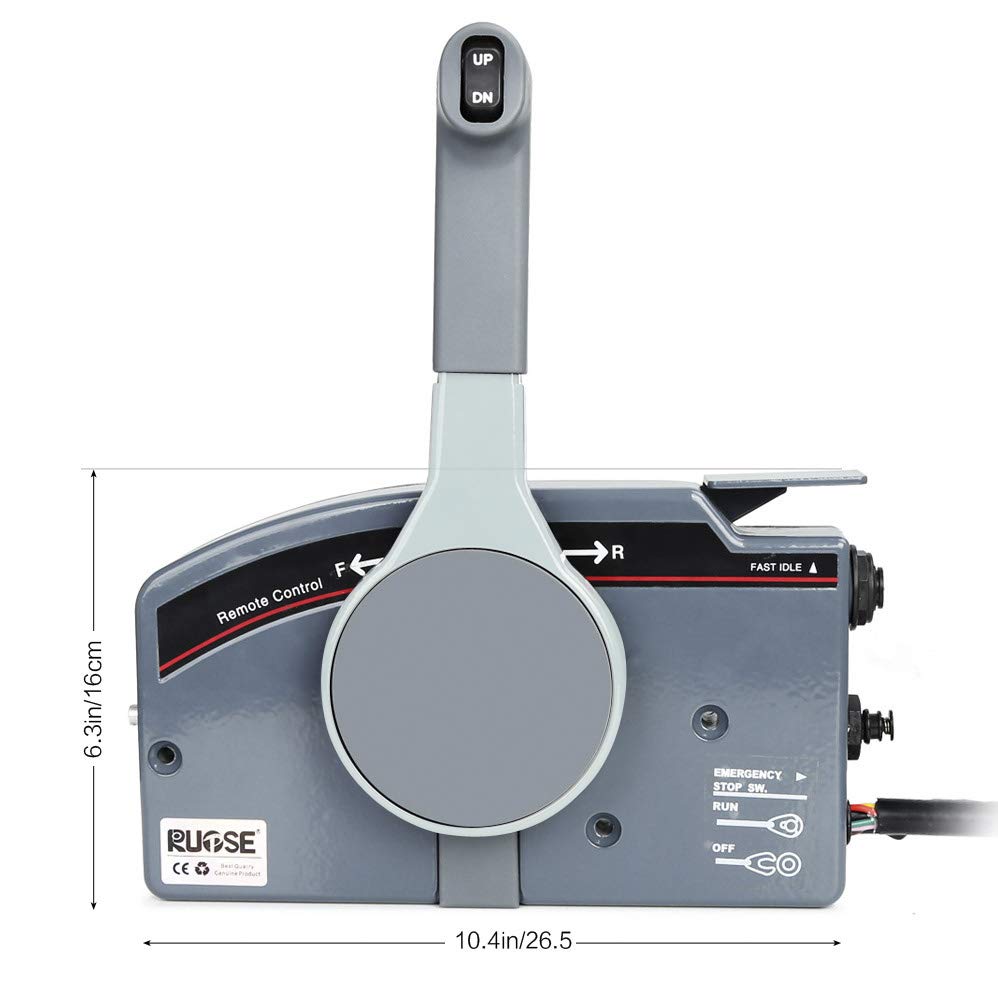Rupse Outboard Remote Control Box Side Mount Push Open Outboard Motor,Boat Throttle Control For Yamaha With 10 Pin Cable 16.7Ft Harness OEM 703-48205