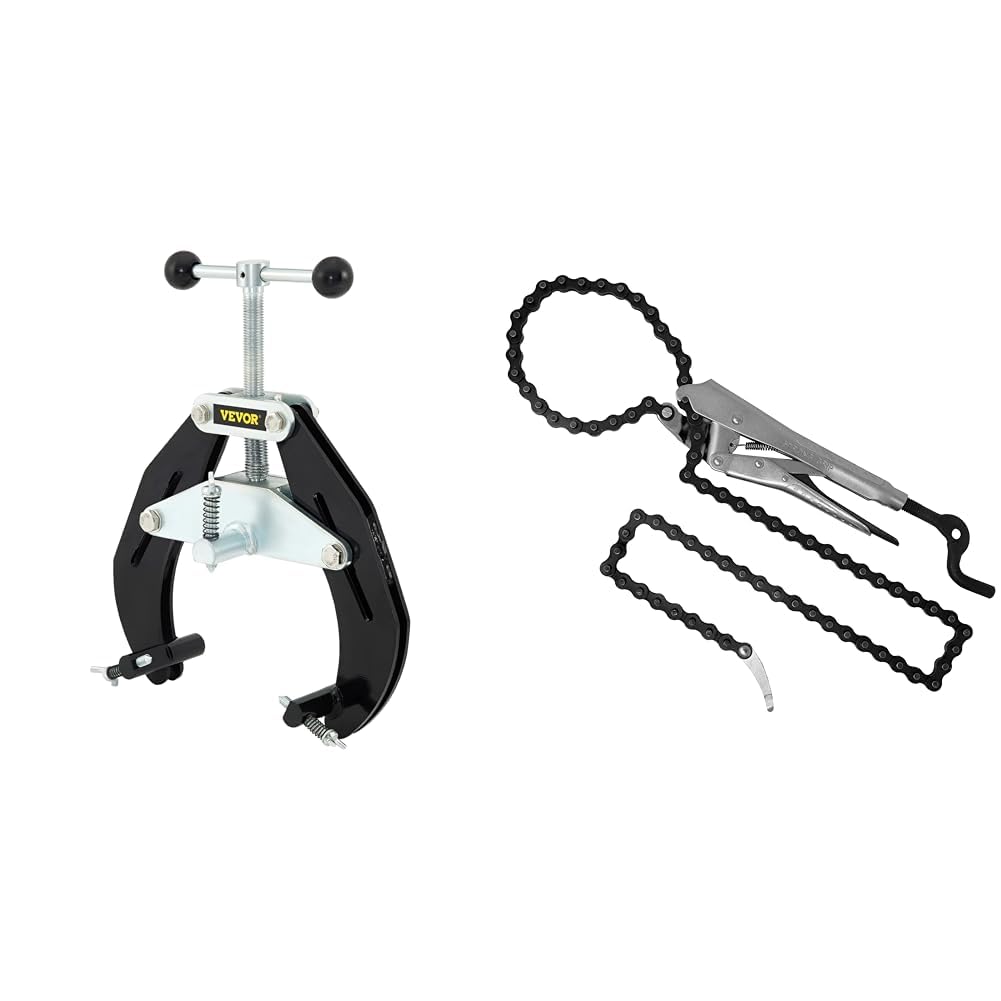 VEVOR Pipe Clamp, 2-6 in, Ultra Clamp with Quick Acting Screws & Locking Chain Pliers, Removable 48 in Chain, Holds 14 in Diameter Pipes