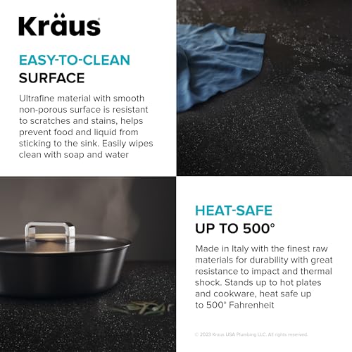 KRAUS Bellucci 18-inch Granite Workstation Drop In Top Mount Single Bowl Kitchen Sink in Metallic Black with Accessories, KGTW12-18MBL