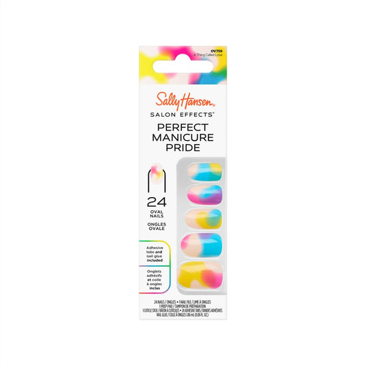 Sally Hansen Salon Effects Perfect Manicure Press-On Nails | Oval Shape | Easy to Apply, Non-Damaging | 24 Nails, Adhesive Tabs, File & Alcohol Pad Included | Pride - A Thing Called Love