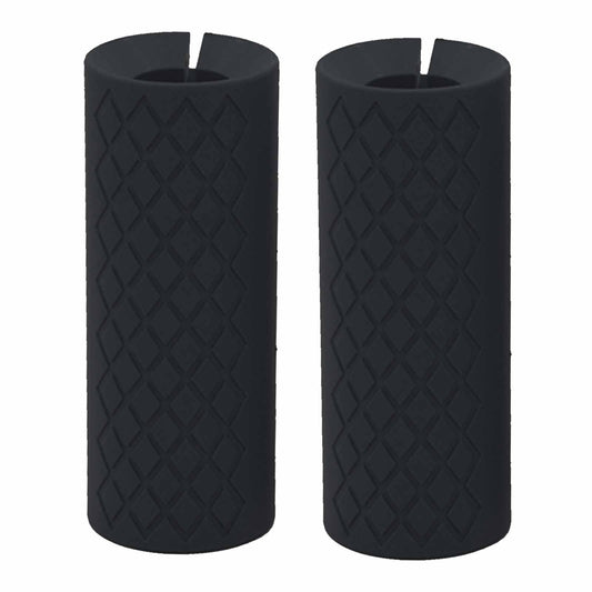 AIKESIWAY Thick Dumbbell & Barbell Grips for Weightlifting - High-Density Silicone Rubber, Non-Slip Gym Grips for Muscle Growth, Hand Stress Relief, Arm Blaster Adapter (1 Pair) (Black)