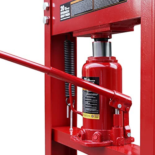 Big RED ATY20011R Torin Steel H-Frame Hydraulic Garage/Shop Floor Press with Stamping Plates, 20 Ton (40,000 lb) Capacity, Red