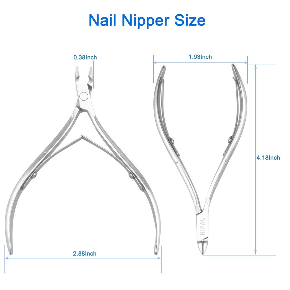 HIFAU Professional Cuticle Nippers Kit, Cuticle Trimmer with Cuticle Pusher & Other Durable Nail Care Manicure Kit for Women, Premium Stainless Steel & Ergonomic Design, Travel & Gift