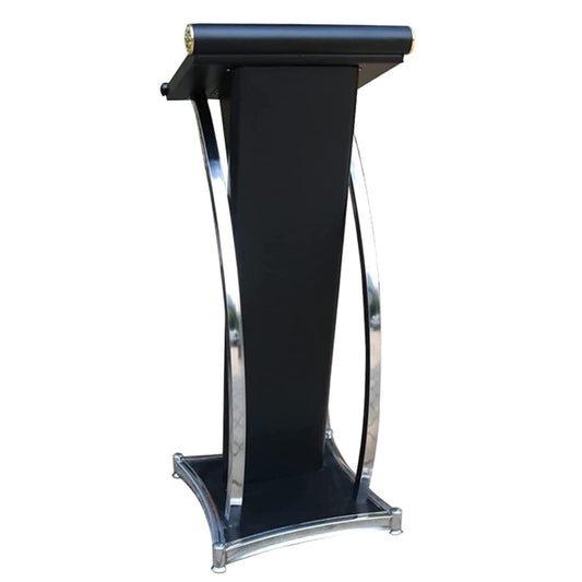 WZYPZFCL Podium, Adjustable Black Metal Podium Stand - Versatile Lectern for Church, Classroom & Office Use - Slanted Top Shelf for Reading & Laptop Presentations, Perfect for Stages & Studios