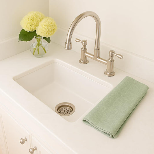 Sinkology Eden 23 Inch Undermount Fireclay Kitchen Sink White Single Bowl – Deep Basin, Fits 26 Inch Cabinet