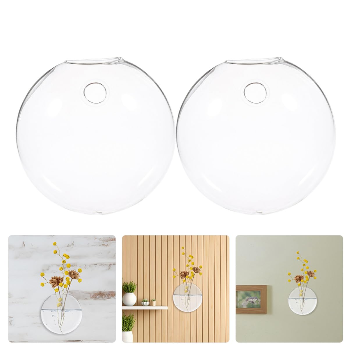 Luxshiny 6pcs Wall Hanging Glass Planter Vases for Hydroponic Plants, Flat Glass Terrariums for Home Décor and Indoor Gardening