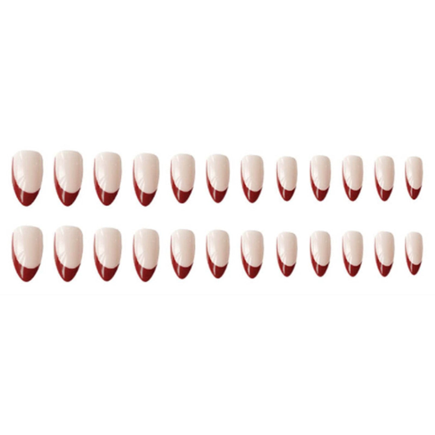 Kamize Press on Nails Medium French Fake Acrylic Nails Full Cover Red False Nails for Women and Girls24PCS