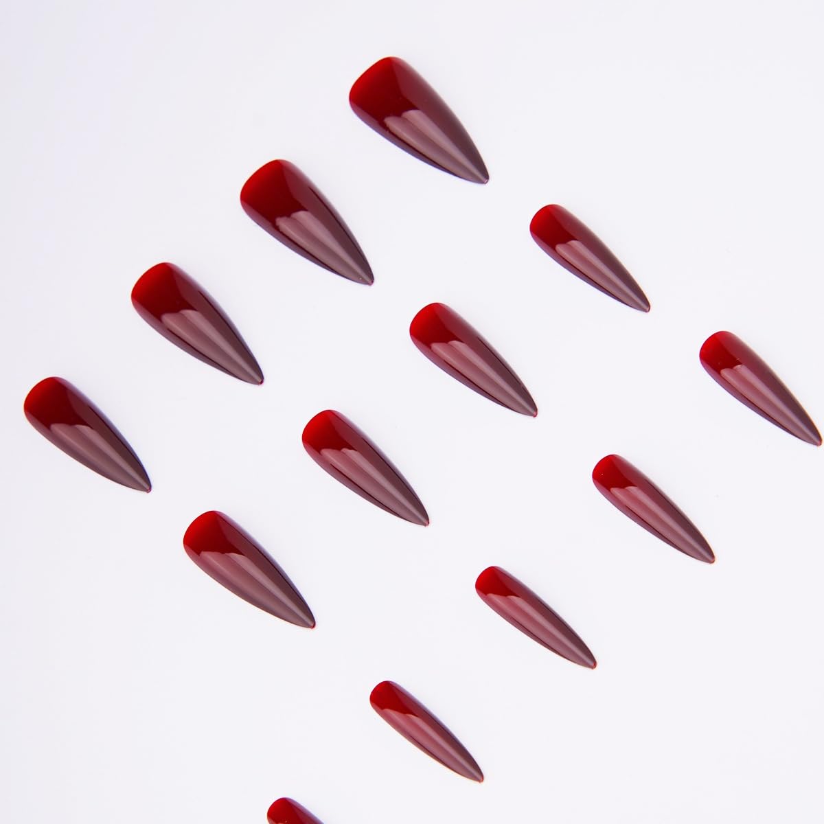 24Pcs Halloween Press on Nails Long Stiletto Fake Nails Dark Red Design Stick on Nails Horror Vampire False Nails Glossy Reusable Full Cover Acrylic Glue on Nail for Women Nail Art Decoration