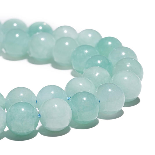 10mm Natural Cyan Angelite Gemstone Beads Polished Round Smooth Stone Beads for Bracelets Jewelry Making 15inch Loose Beads