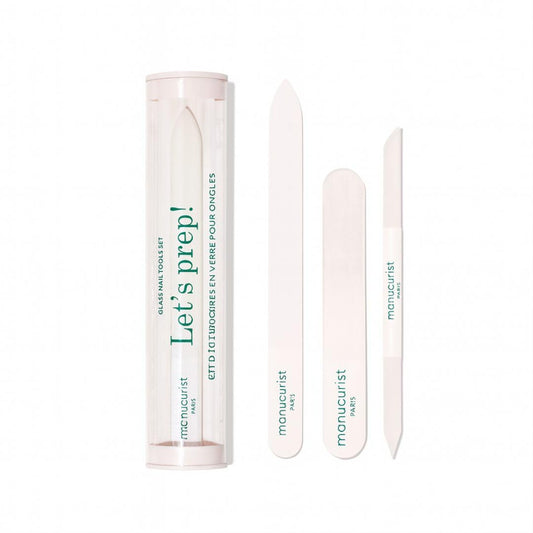 Manucurist Glass Nail Accessory Trio – Exclusive Tube Set with a Glass Nail File, Buffer, and Cuticle Pusher – Nail Care Accessories - Manicure Tools Set - Nail Tools - Gifts for Women