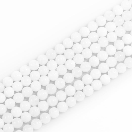 10mm Natural Gemstone Round Loose Beads for Jewelry Making White Jade Crystal Stone Beads for Bracelets Necklace Earrings Making Supplies (35-38pcs/Strand)