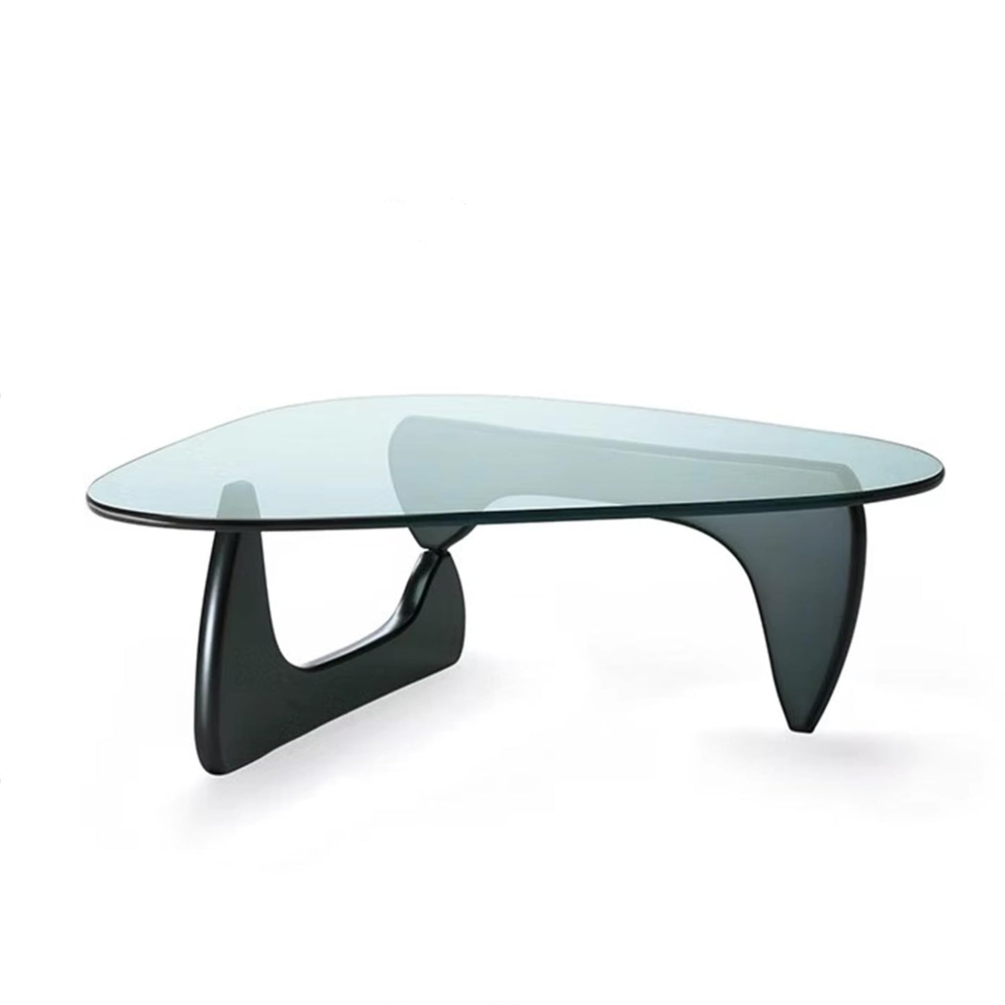 EASYSOUL Modern Glass Coffee Table, 32.68" D x 22.44" W x 15.75" H, Abstract Round Tea Tables for Living Room Home Office Industrial Cocktail Tables (Black-Clear Glass, 32.68")