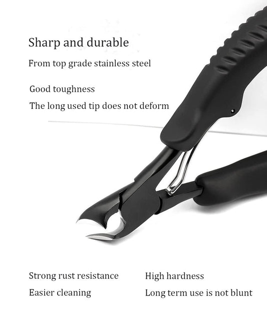 Toenail Clippers for Thick Nails, Stainless Steel, Sharp Ingrown Nail Cutter with Non-Slip Grip Handles, Black