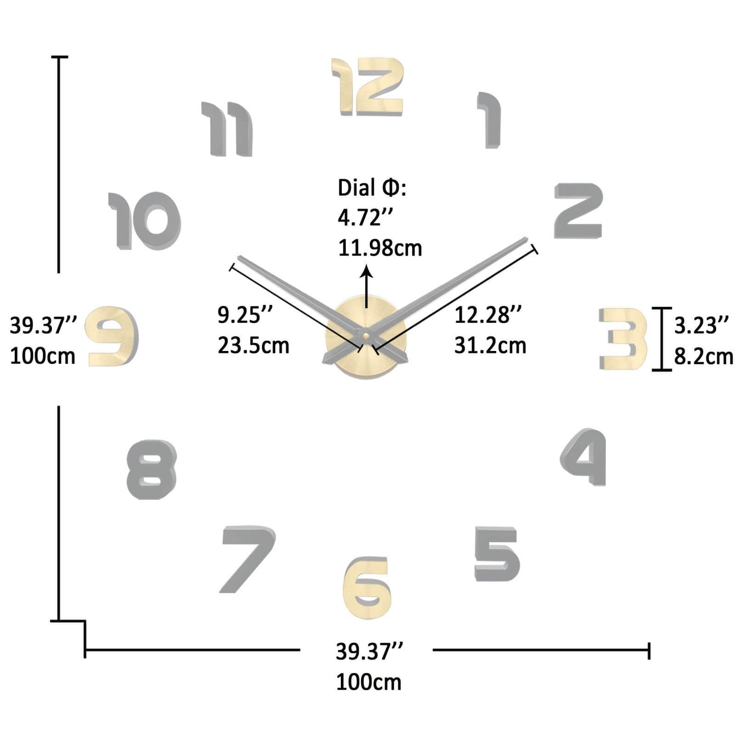 VANGOLD Wall Clock Large Wall Clock for Living Room Decor, Decorative Wall Clocks Battery Operated (Black Gold Wall Decor)