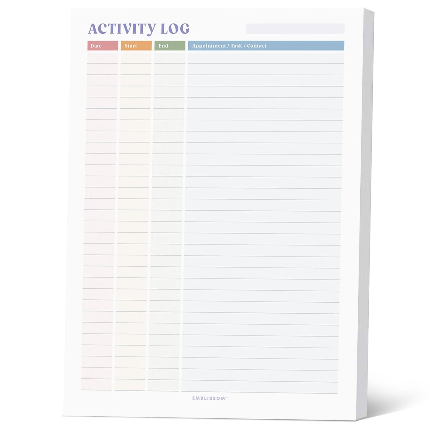 Activity Log Notepad 8.5 x 11 Tear-Off Pad – 70 Undated Sheets Office Project Productivity Planner Contact Action Appointment Task Time Hourly Tracker (White, Colorful, 1 Pack)