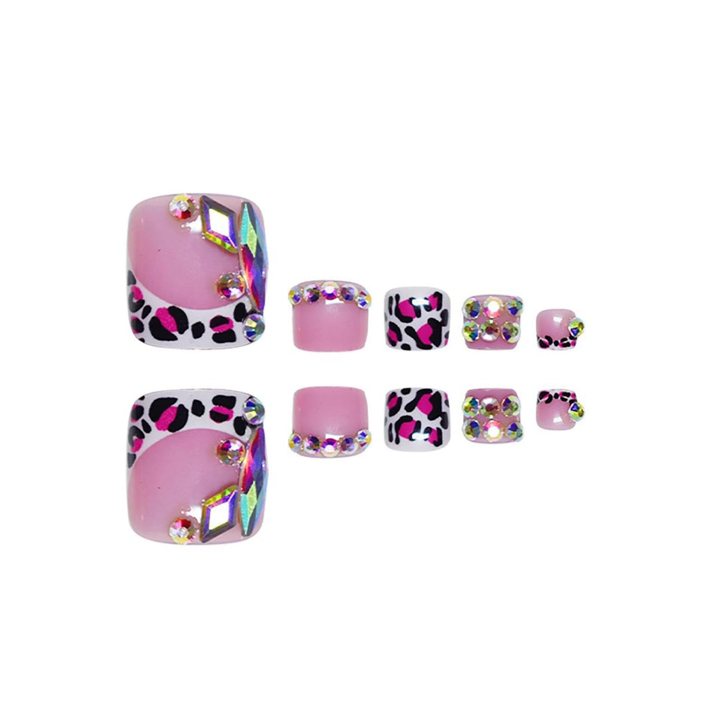 FIEONCIY Press on Toenails with Designs Acrylic Fake Nails for Toe Artificial False Nails with Charms Press on Toe Nails for Spring Summer Stick on Toenails for Women Girls(WSJ2506)
