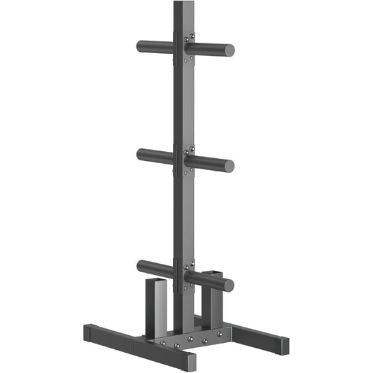 Olympic Weight Plate Rack, 6 Pegs & 2 Barbells for Bumper Plate Storage, Olympic Weight Plate Tree - Heavy Duty Bumper Plate Rack Holds 300 lbs