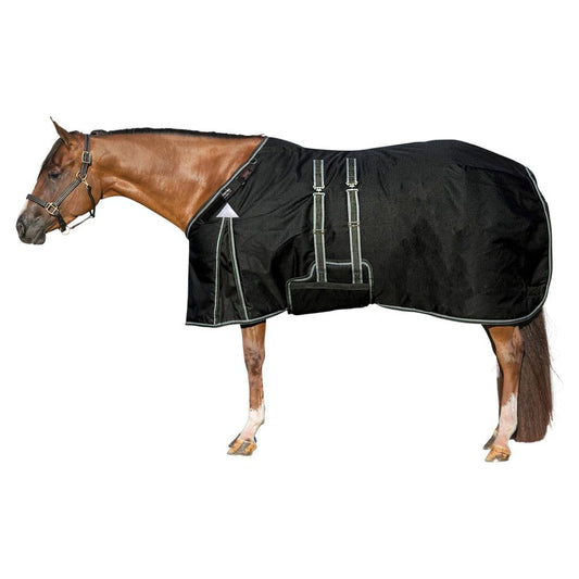 ARMORFLEX Challenger II V-Free Adjusta-Fit Closed Front Bellyband Turnout Blanket | Wither Relief | Waterproof & Windproof Horse Blankets | Heavy Weight Winter Horse Blanket |Color Black/Gray |Size 68