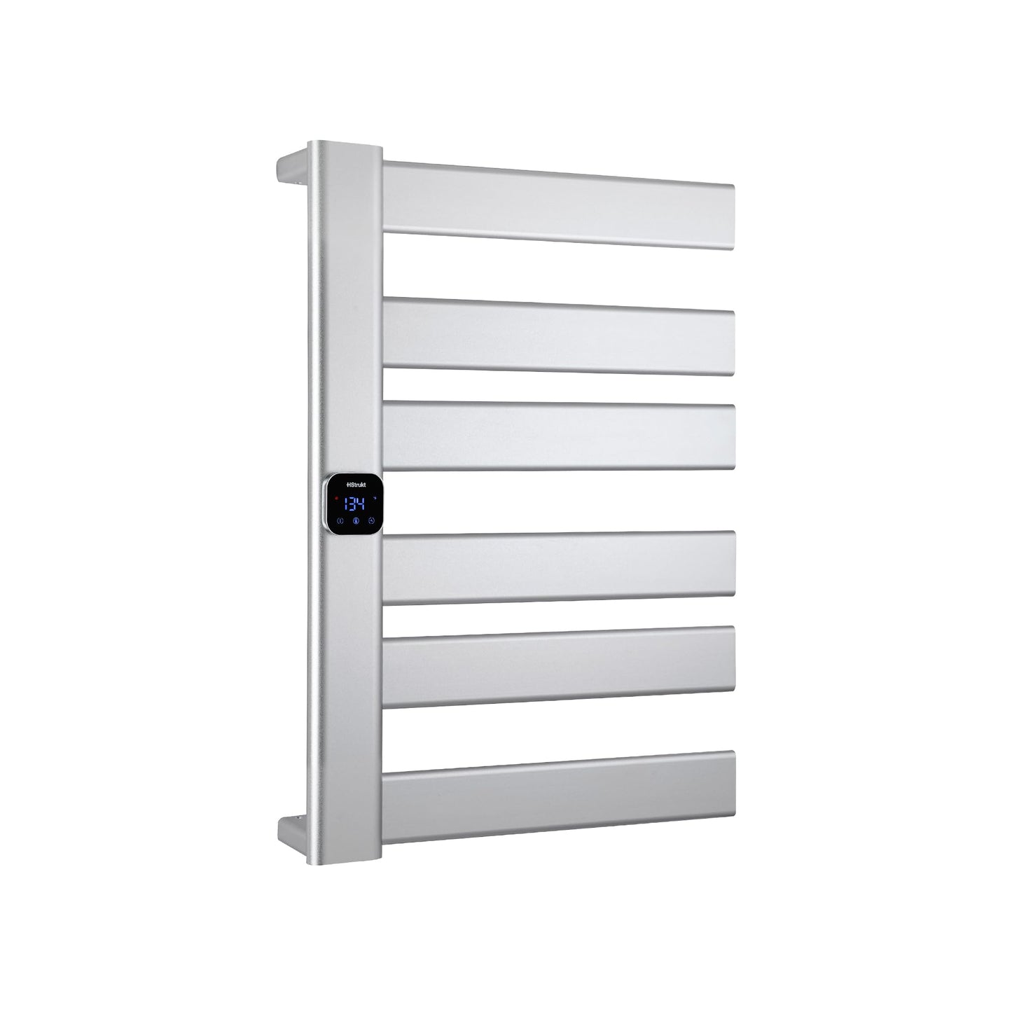 HStrukt Towel Warmer, Heated Towel Rack with Built-in Timer and Temperature Control,Hard-Wired(Left-Wiring)/Plug-in Wall-Mounted Towel Rail, Aluminum, 18.8" W X 25.6" H, Silver