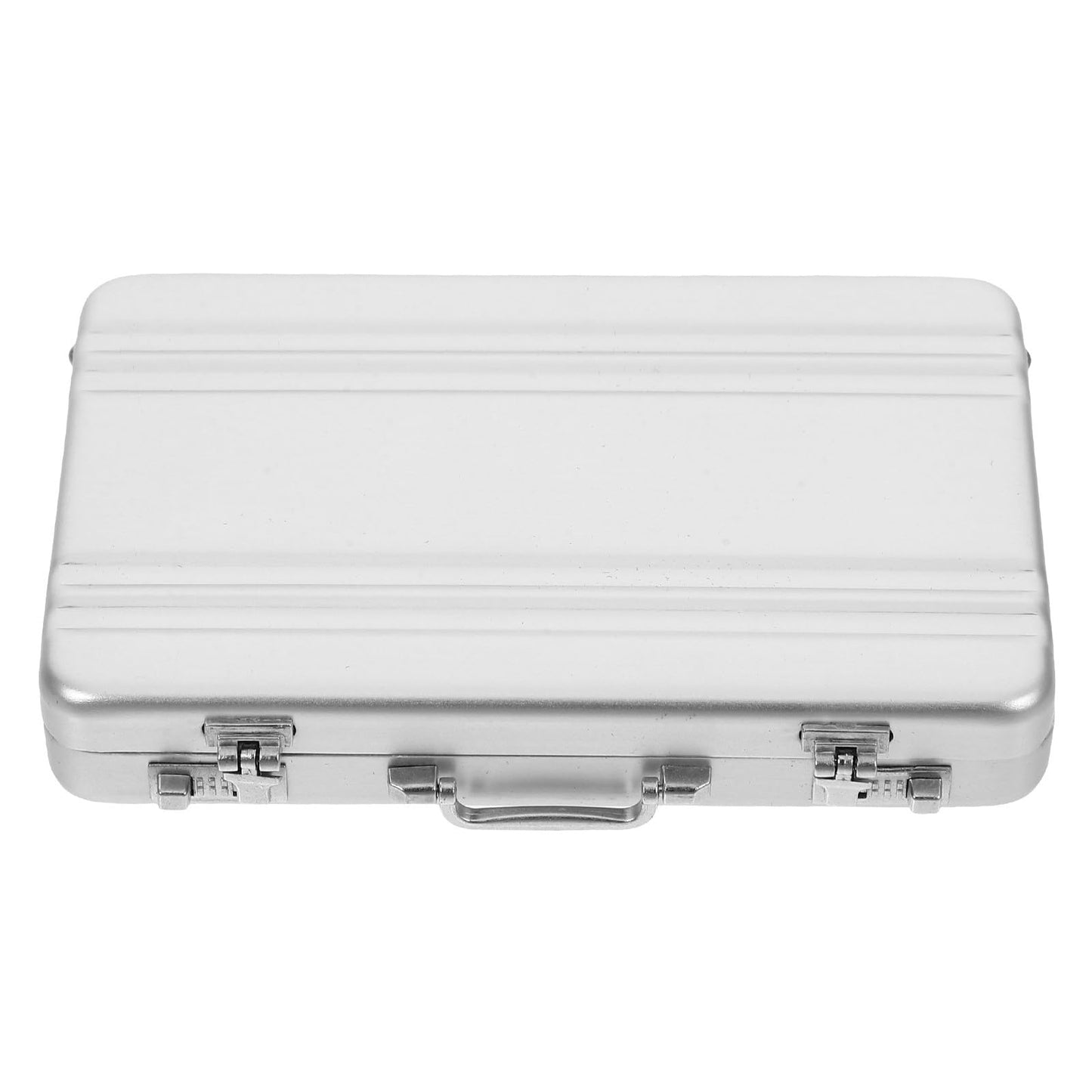 Tofficu Business Card Holder, Aluminum Alloy Name Card Case with Handle, Mini Metal Briefcase Organizer for Business Meetings And Events Storage Men（sliver）