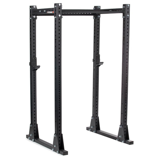 Titan Fitness X-3 Series Flat Foot Power Rack, 82" H x 30" D, 1,650 LB Rackable Capacity, Skinny & Fat Pull-Up Bars, Standard J-Hooks, for Home Garage Gym Weightlifting and Strength Training
