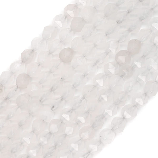 BEADIA Faceted Natural White Agate Stone Round Beads 6mm 36cm/Strand for Jewelry Making